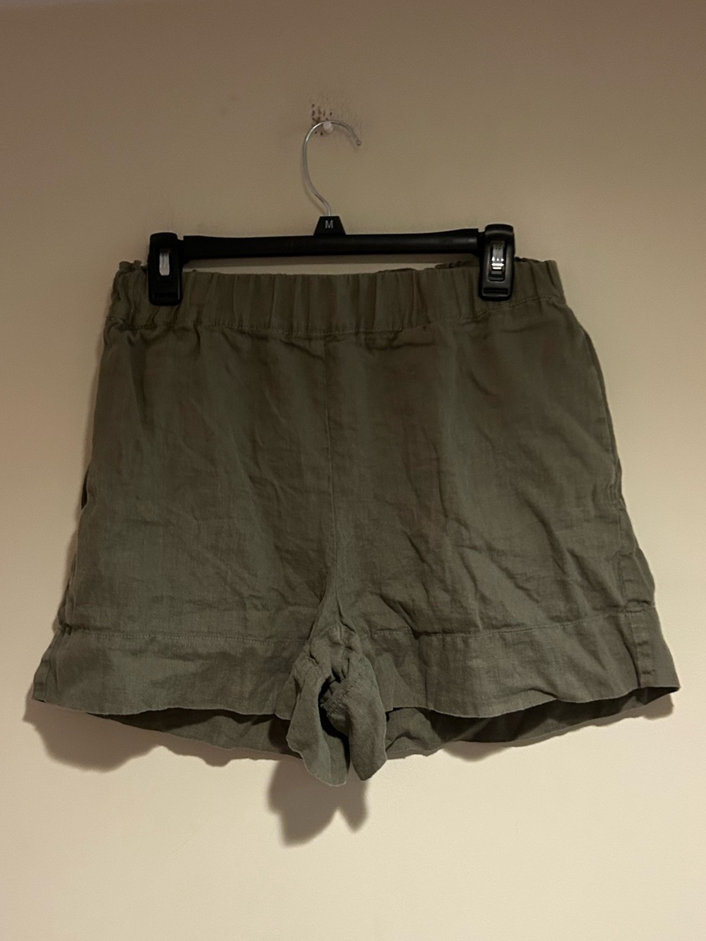 Lou & Grey Green Linen High Waist Shorts Sz Sm